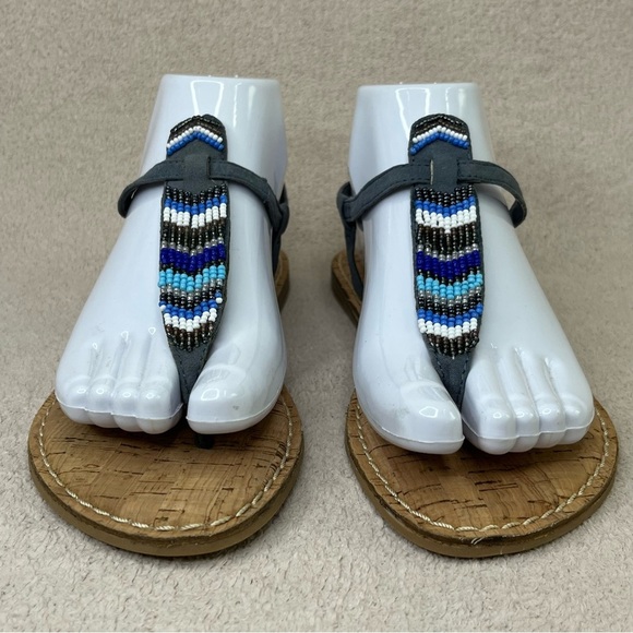 GH Bass & Co Beaded T-Strap Sandals-Blue/Gray-Womens 7-Summer-Spring-Casual-Cute - Picture 10 of 10
